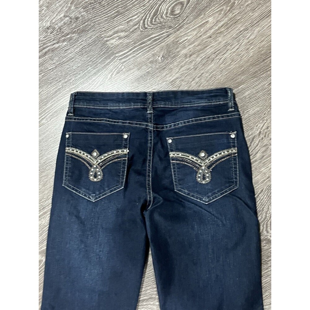 Vtg Y2K Denim CACHE Bootcut Embellished Pockets Hard to Find! Size 4 (1A)b